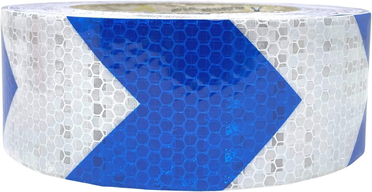 All Star Truck Parts Blue Arrow Reflective Tape, 2" Hazard Warning Tape Waterproof - High Intensity Reflector Conspicuity Safety Tape Strong Adhesive Crystal Lattice Blue Arrow (2 in x 75 FT)