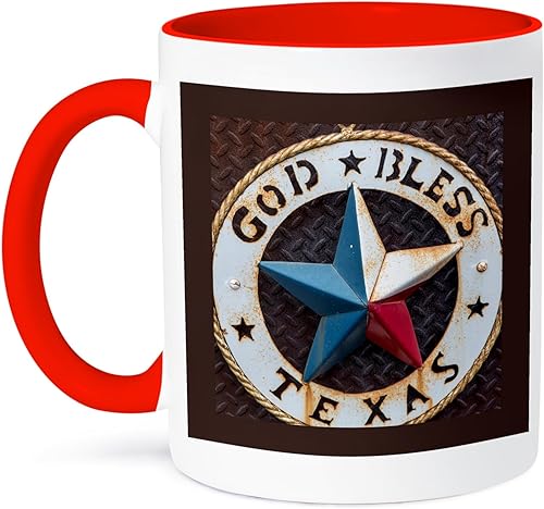 3dRose Lone Star Emblem Austin Texas USA - Taza de dos tonos, 1 unidad (paquete de 1), color rojo