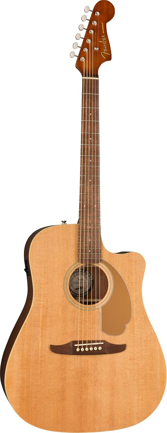 Fender Redondo Player Acoustic Electric Guitar Bundle with Midnight Blue Gig Bag, Strap, Clip-on Tuner, Strings, String Winder, Picks, and Austin Bazaar Instructional DVD - Natural