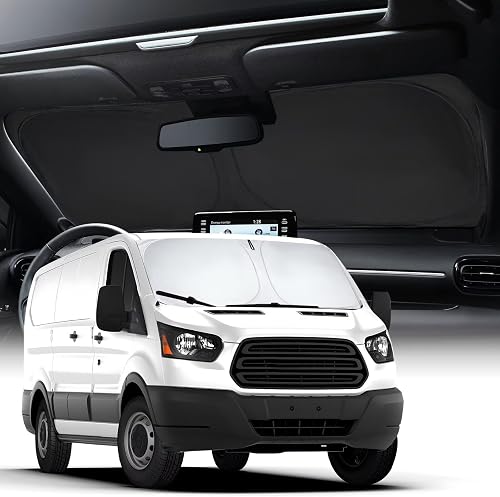 Neverland Ford Transit Sun Shade Windshield Accessories - Foldable Car Sunshade for 2015+ Models, 210D Oxford Silver Coated, Heat Reflective, Universal Fit, Front Window Cover