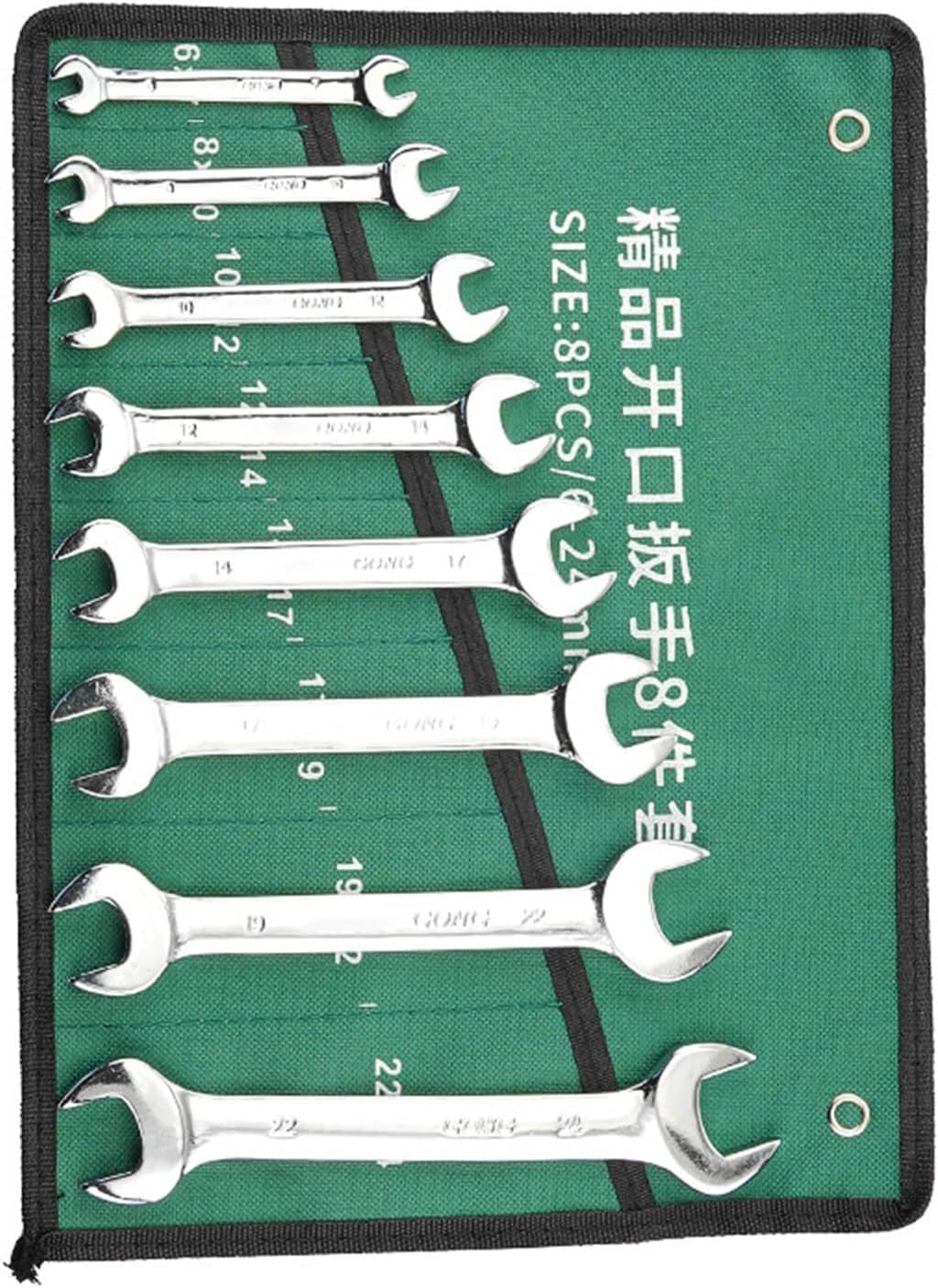 Comprehensive Manual Wrench Set Mirrored Finish Double Head Open End Spanner Kits 6-24mm/6-27mm with Storage Rolling Bag