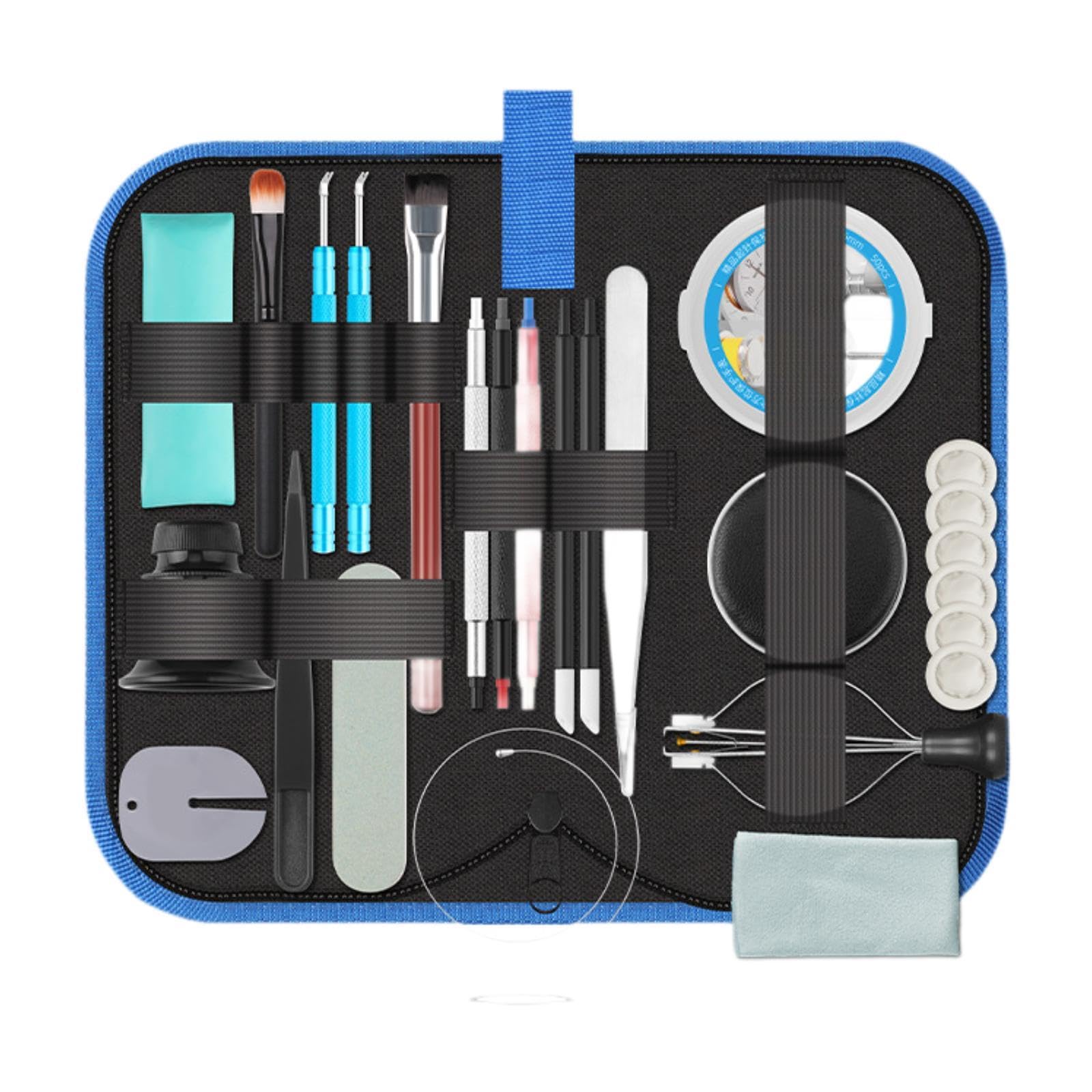 Kit de Reparación de Relojes con Estuche de Transporte, Paño de Limpieza para Relojes, Suministros Portátiles para Reparación de Relojes, Juego de Rep
