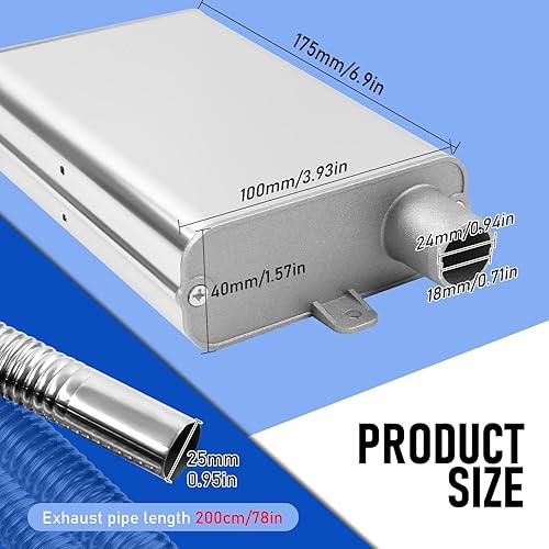 Miniatura 10 de DTNESS Tubo de escape de calentador diésel de 78.7 in con silenciador y abrazaderas, manguera de generador de calentador de aire de estacionamiento
