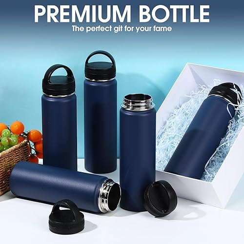Miniatura 5 de Paquete de 10 botellas de agua aisladas al vacío, juego de botellas deportivas de doble pared de acero inoxidable, taza de comedor de viaje, botella