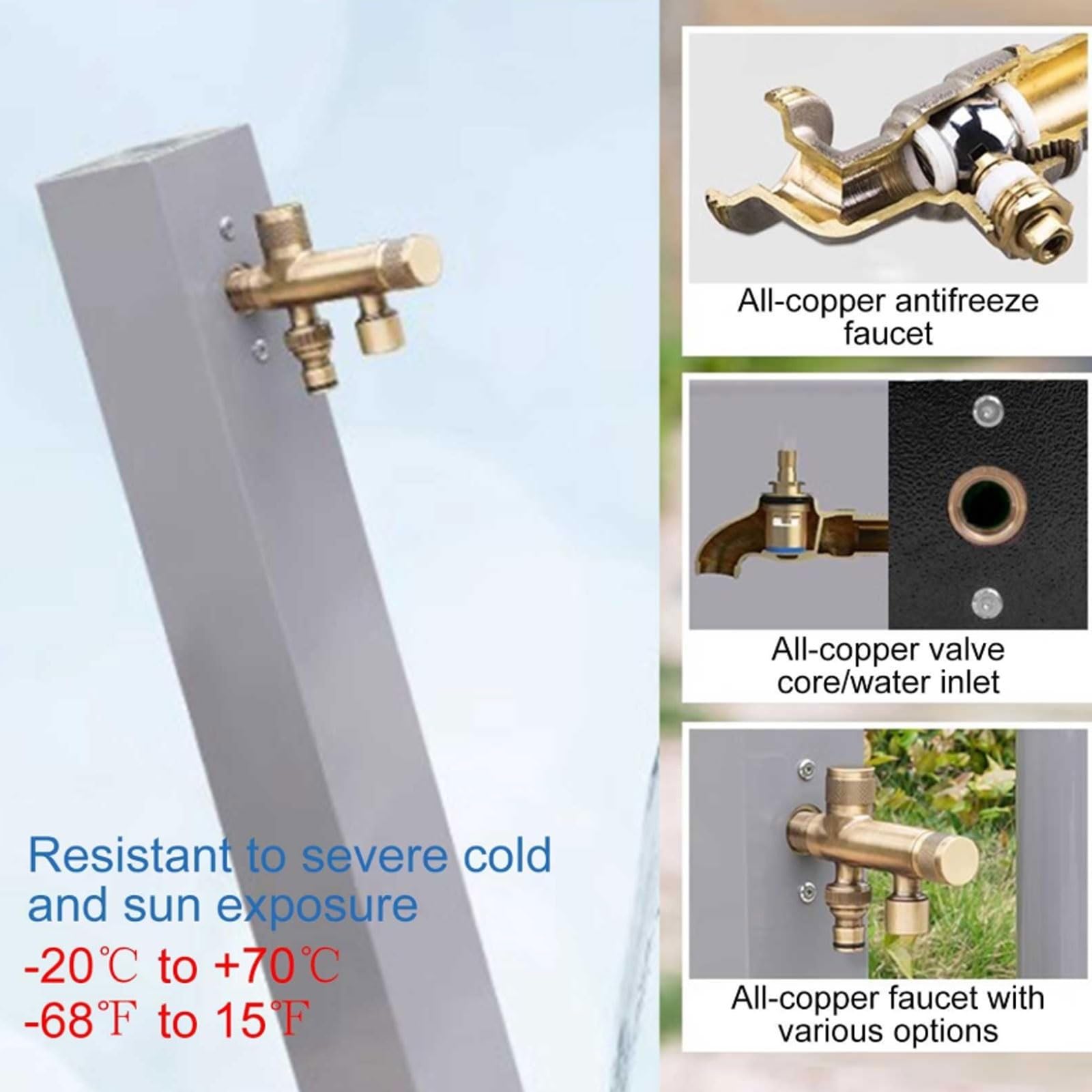 Edelstahl Outdoor Wasserhahn mit Doppelauslass für Garten und Schlauch