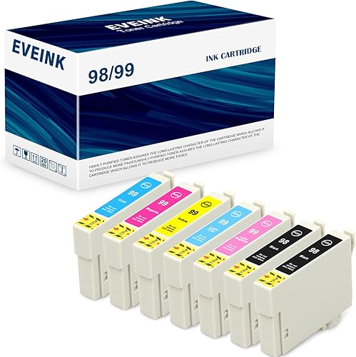 Cartucho de tinta 98 99 remanufacturado T098 T099 de repuesto para impresora Epson Artisan 800 810 835 837 700 710 725 730 (paquete de 7)