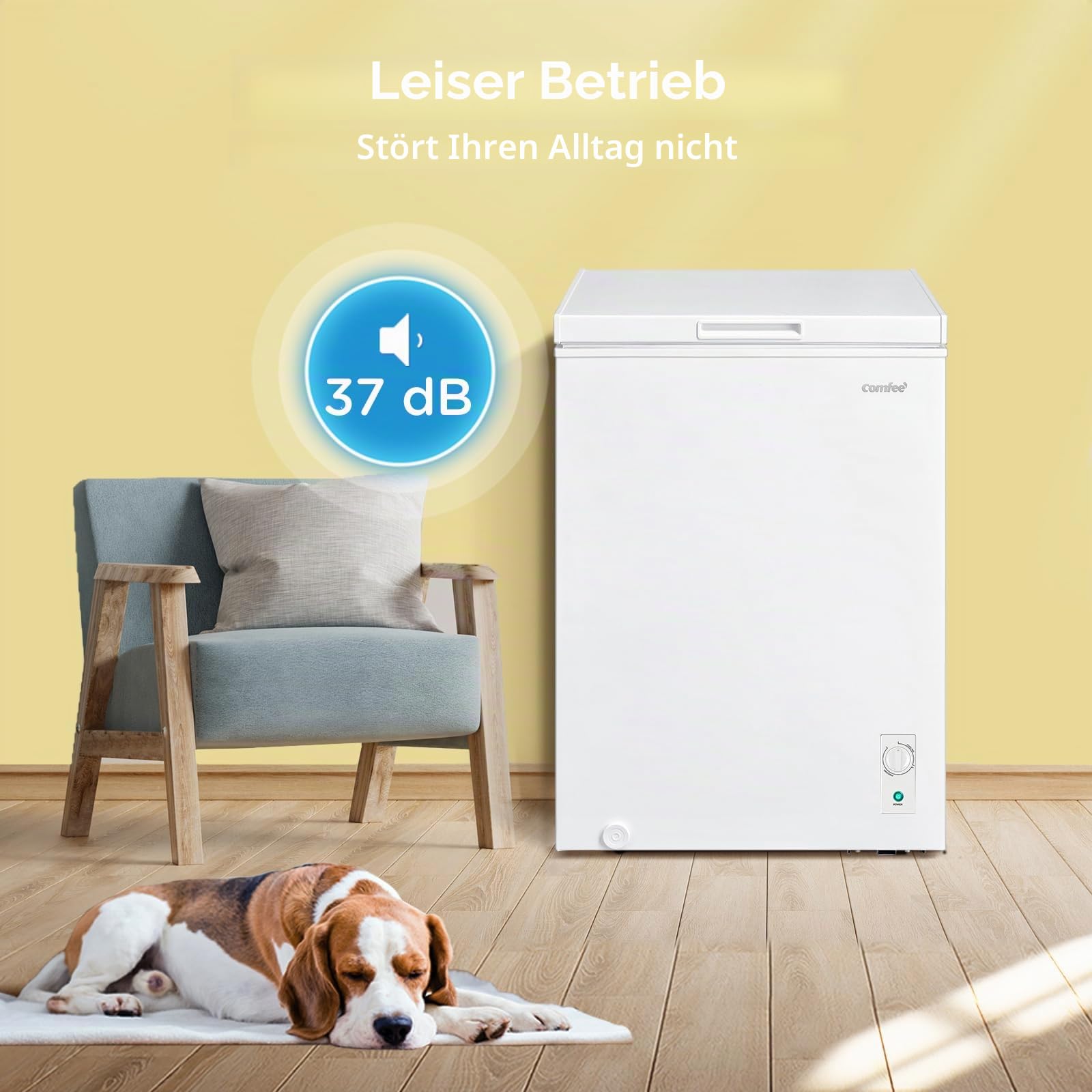 COMFEE' RCC146WH2EU(E) 143L Freistehender Gefrierschrank, Umwandlung zwischen Gefrierschrank und Kühlschrank, Inverter-Kompressor, geeignet für Außenanlagen, Garagen und Schuppen, Weiß
