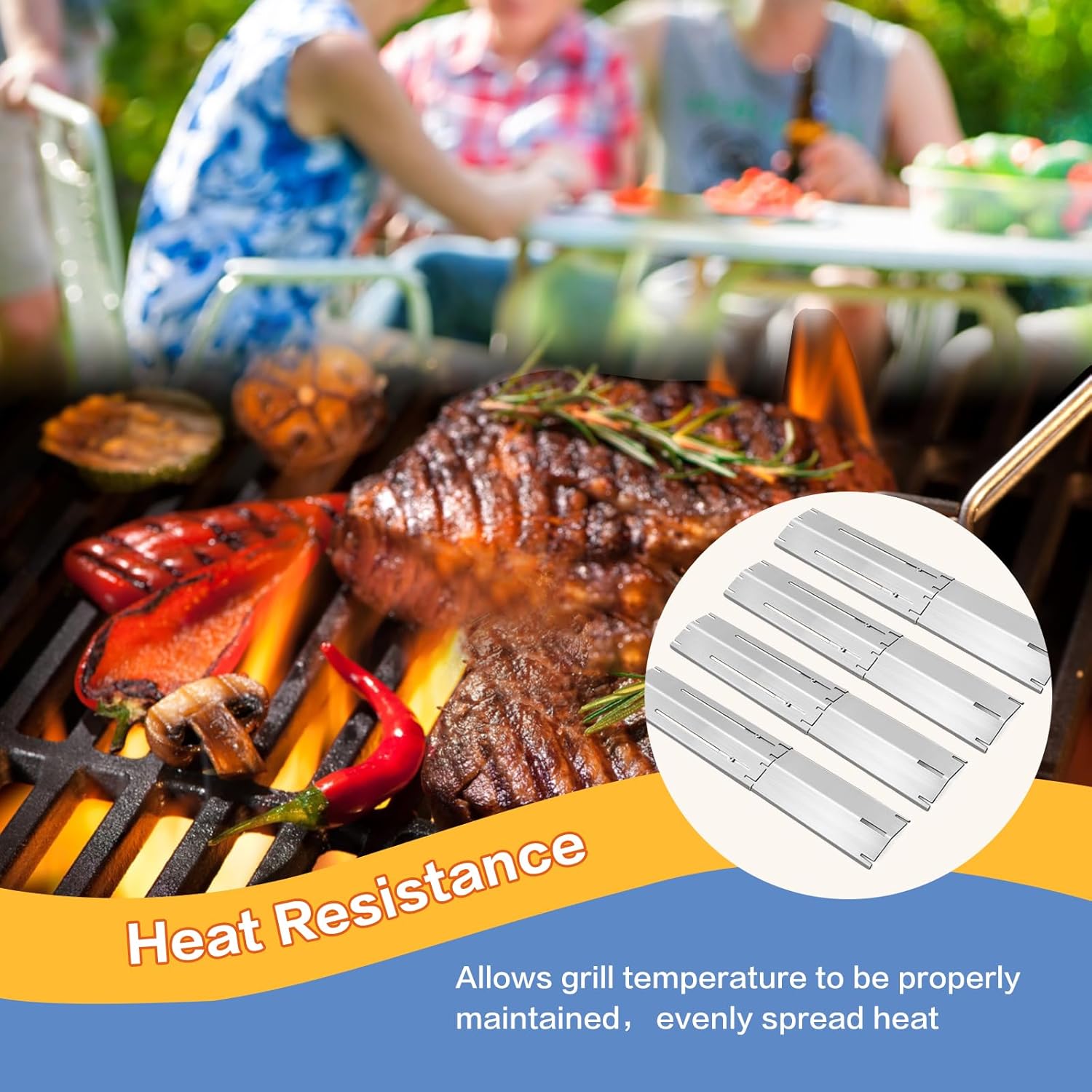 Adjustable Heat Plates Replacement for Nexgrill, Dyna Glo, Charbroil, Brinkmann, Master Forge, Members Mark Grill Replacement Parts, Universal Heat Shield, Burner Covers Guard, Heat Diffuser
