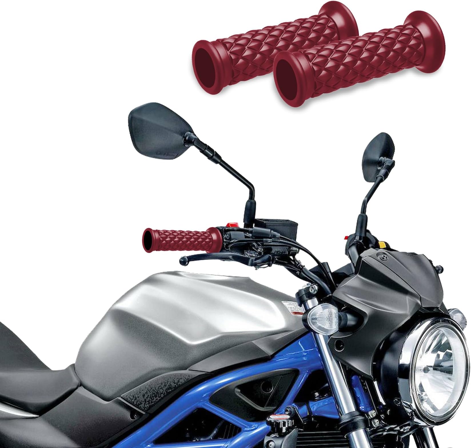 HAOBO 2Pcs Motorcycle Handlebar Grips, 7/8" 22mm 24mm Motorcycle Comfort Hand Handlebar Grip Thruster Grip, Non Slip Rubber Hand Handle Grips Dirt Bike Parts Universal for Motorcycle, Bike