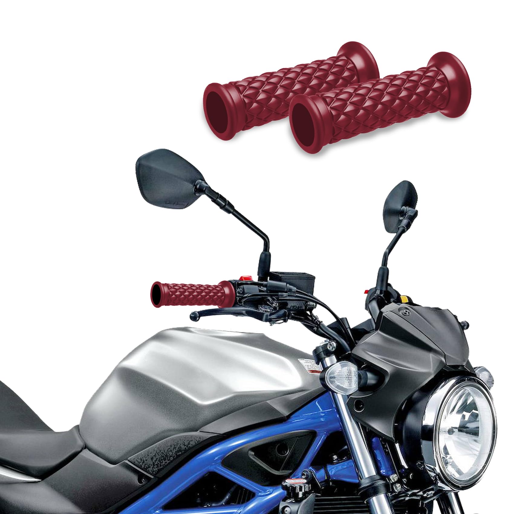 HAOBO2Pcs Motorcycle Handlebar Grips, 7/8" 22mm 24mm Motorcycle Comfort Hand Handlebar Grip Thruster Grip, Non Slip Rubber Hand Handle Grips Dirt Bike Parts Universal for Motorcycle, Bike