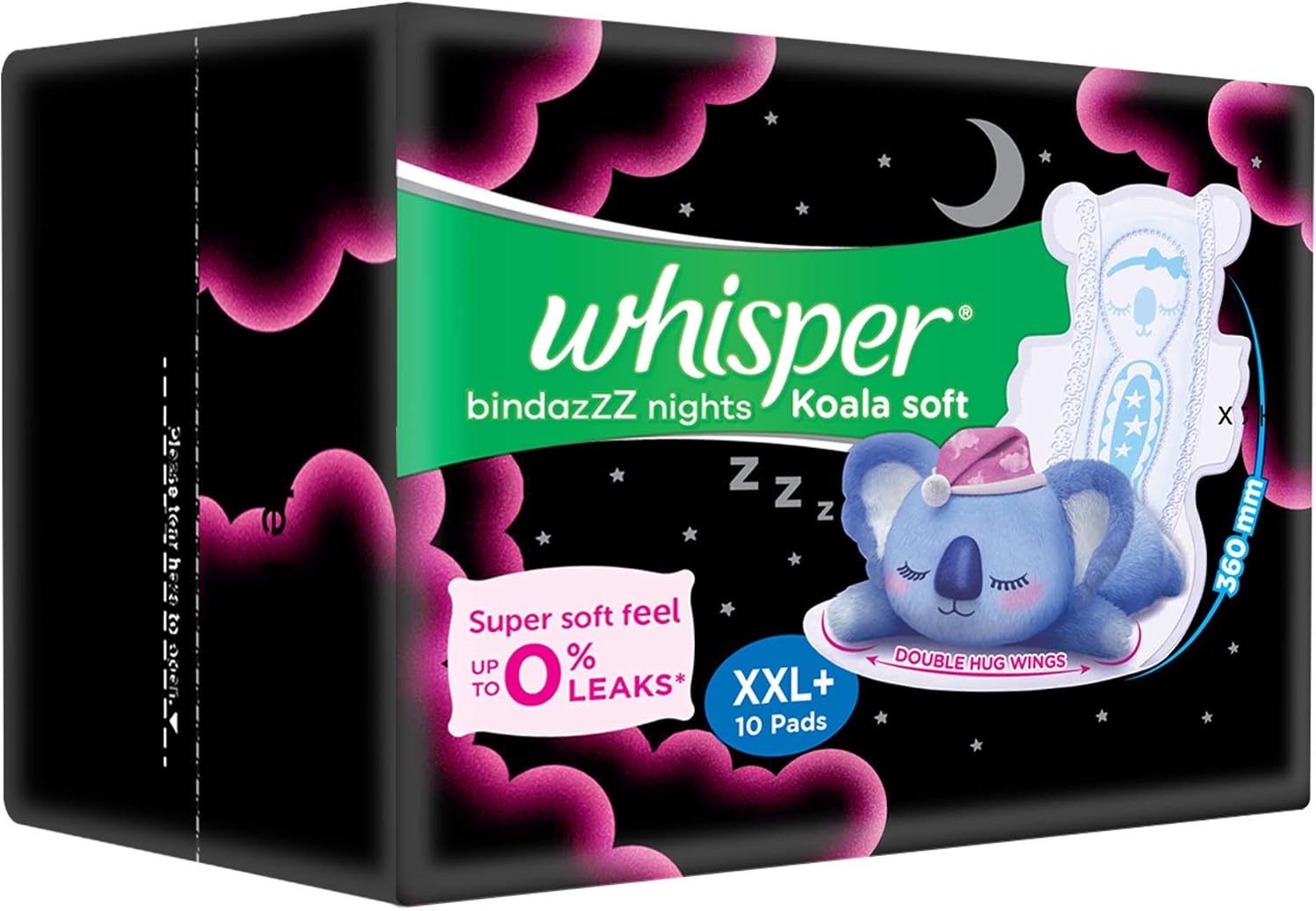 Whisper Ultra Night Sanitary Pads for Women, XXL+ 10 Napkins