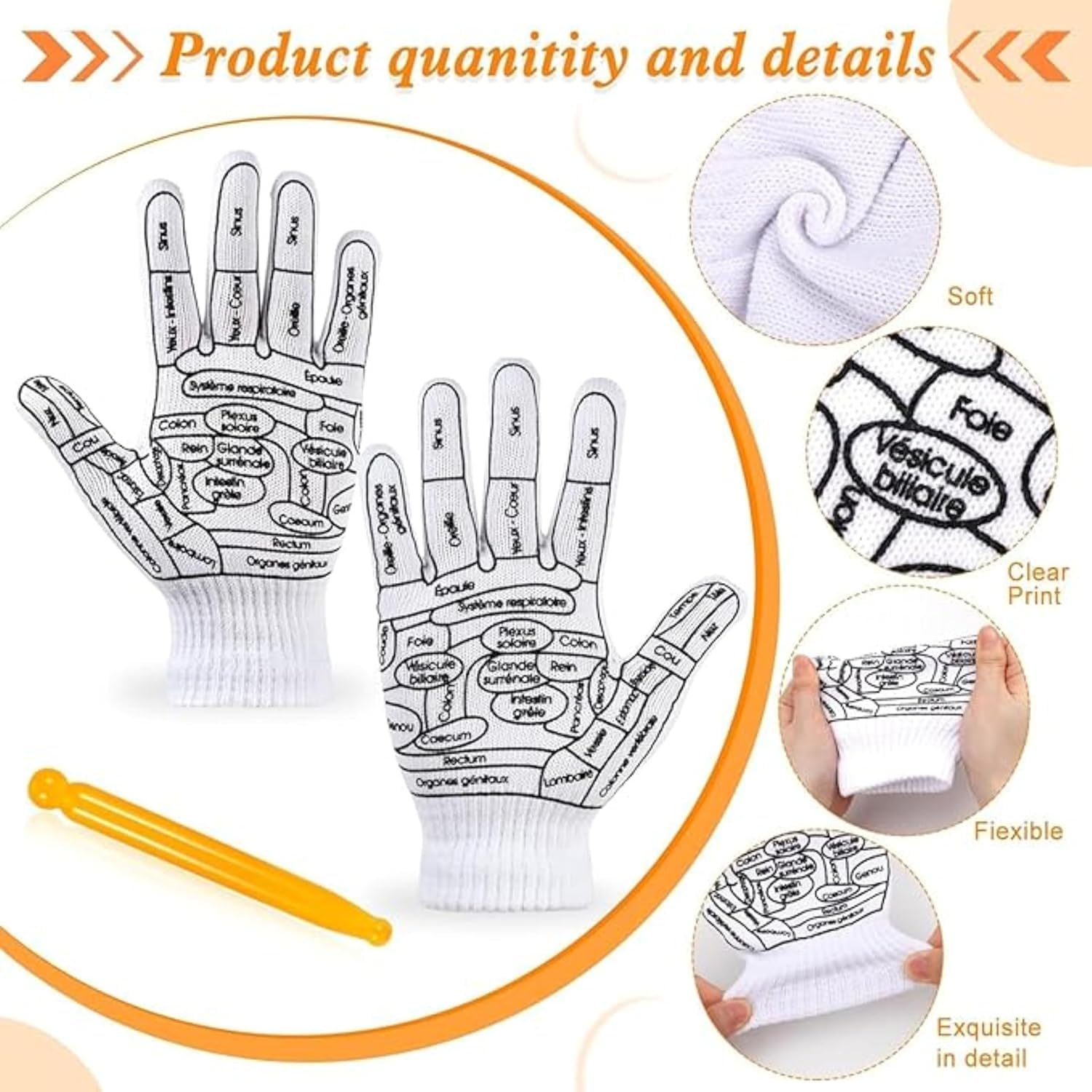 PREZONE Acupressure Reflexology Gloves & Hand Socks Set for Men & Women | Pain Relief Finger Massager Gloves with Tool Stick | Hand Spa Massage Gloves with Reflexology Point Therapy | Pack of 1 Pair 2