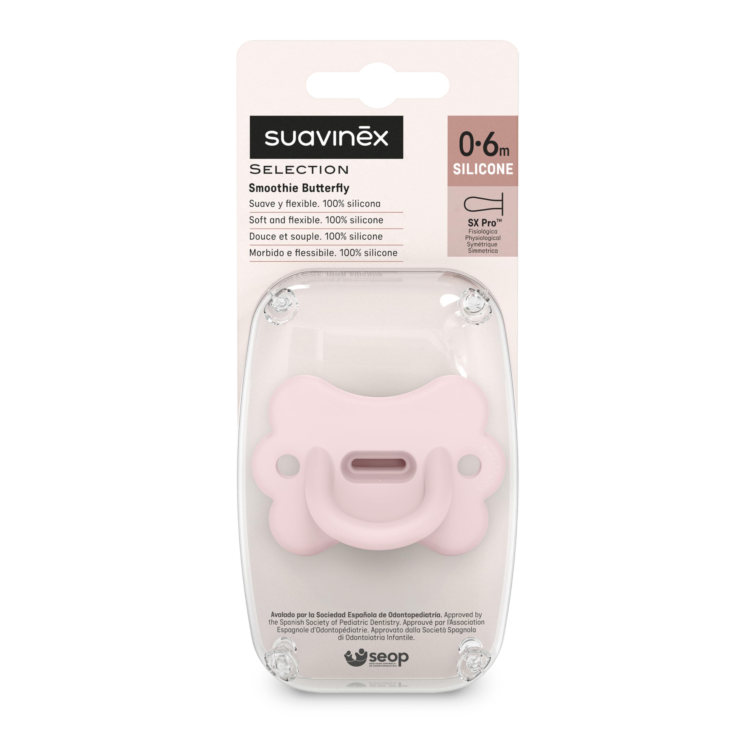 Suavinex Ciuccio Tutto Silicone Neonati 0/6 Mesi Tettarella Fisiologica Sx Pro Rosa