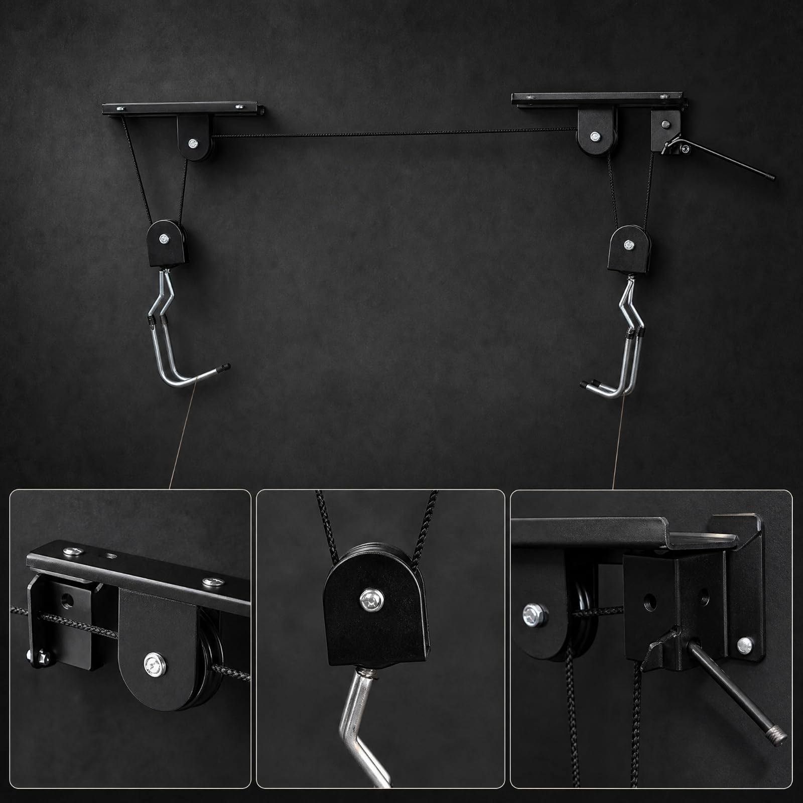Amagogo Rack Bicicleta Montado en Pared con Poleas Elevador Bicicleta con Cuerda 15 M Resisn Portabicicletas para Garaje