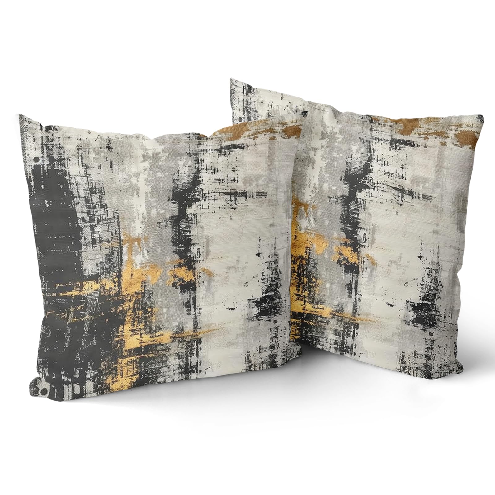 Giwawa Black Gold Throw Pillow Covers - Set of 2 Abstract Modern Decorative Pillow Case Minimalist Square Pillow Covers Home Decor for Sofa Bed Living