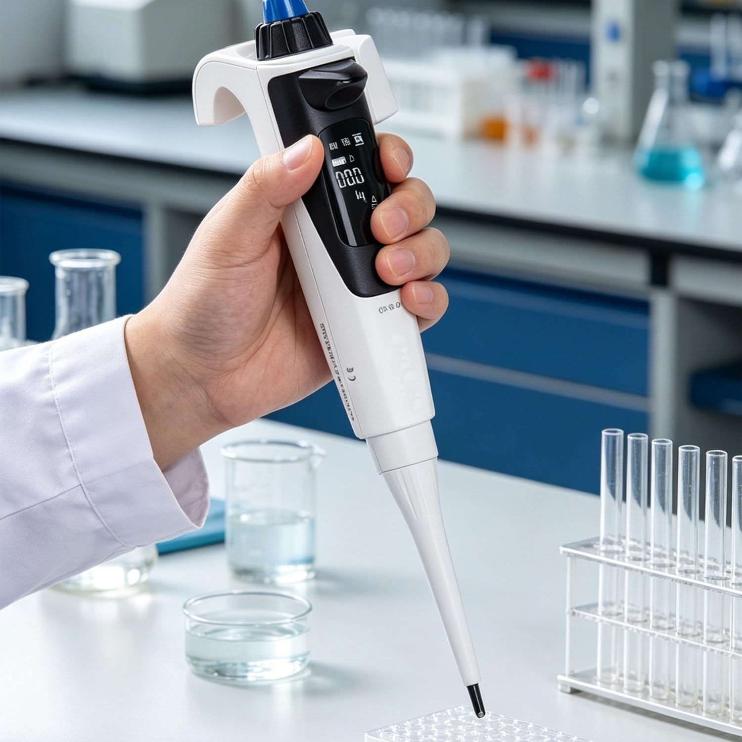 Akumulatorowa Mikropipeta Elektroniczna Napędzana Silnikiem Krokowym Dla Uzyskania Spójnych Wyników,Obsługuje Uniwersalne Końcówki Do Pipet Do Zastosowań W Laboratoriach Edukacyjnych 30to300µL