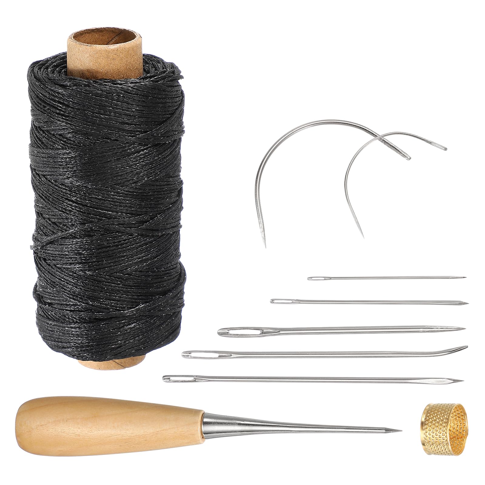 Fil cire 0.8mm noir 150D PATIKIL de 100 mètres pour couture du cuir et reliure artisanale