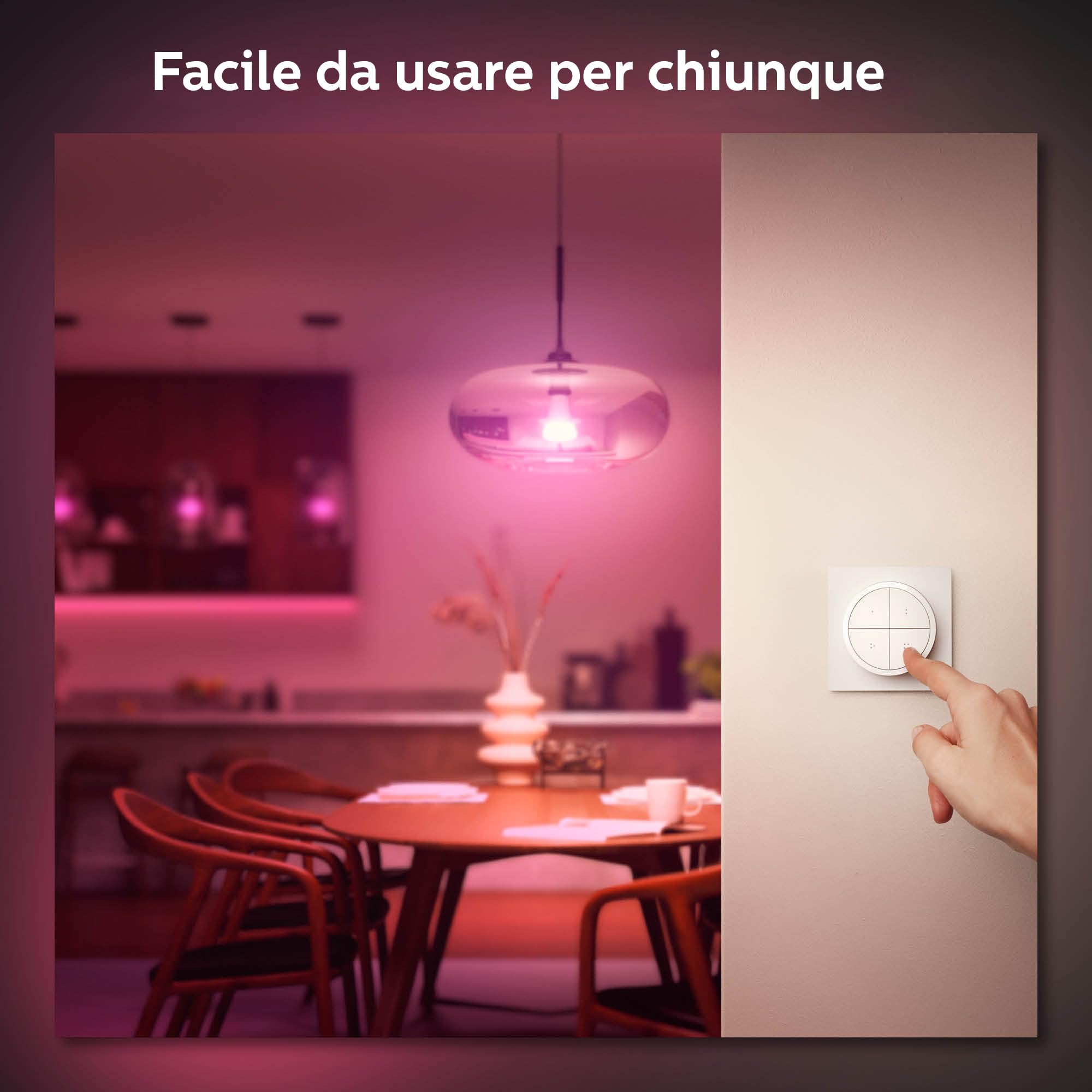 Philips Hue Interruttore Tap Dial Smart, Alimentazione a Batteria, Bianco