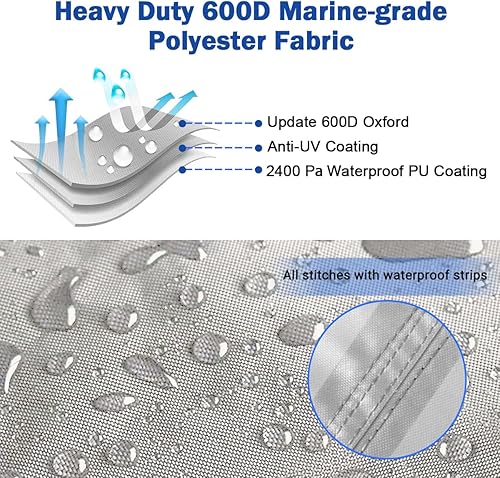 Miniatura 3 de Cubierta impermeable 600D resistente para lancha, protección para todo tipo de clima, para lanchas bajas, lanchas de triple casco en V, lancha de