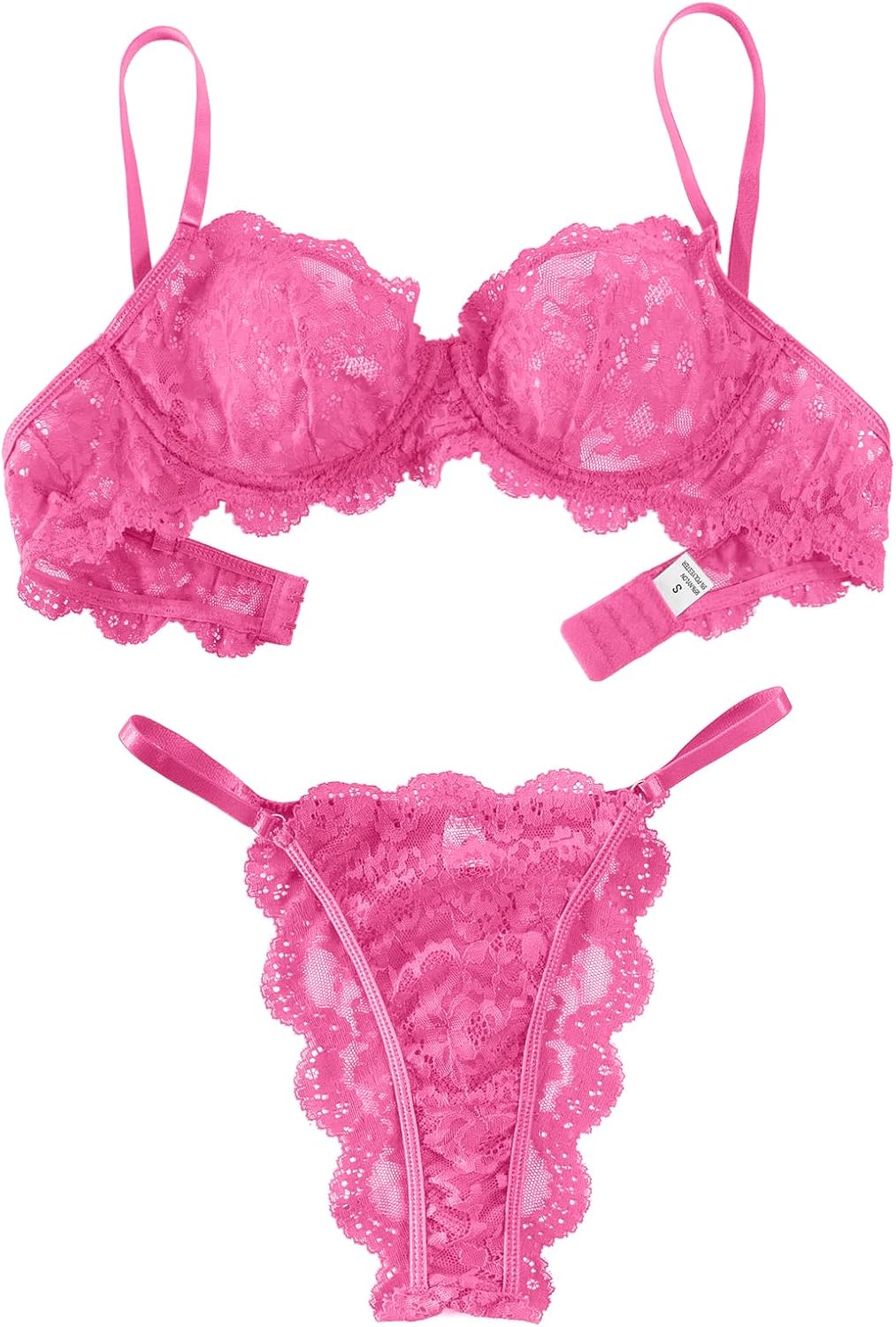 Lilosy Sexy Underwire Push Up Scallop Floral Lace Sheer Lingerie Set for Women Bra and Panty 2 Piece - Image 4