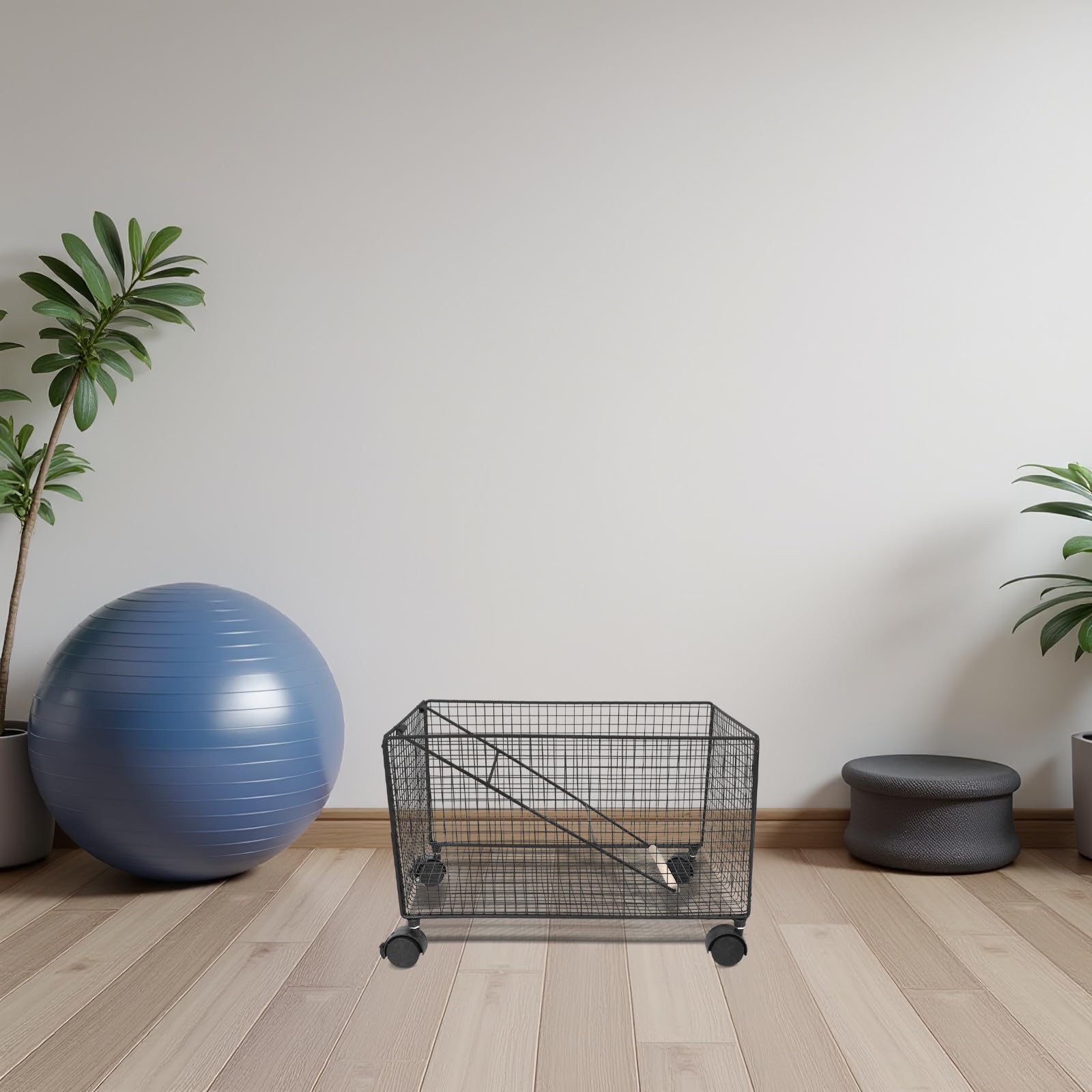 Toyvian Estante de Almacenamiento para Equipo de Gimnasio con Ruedas Negro