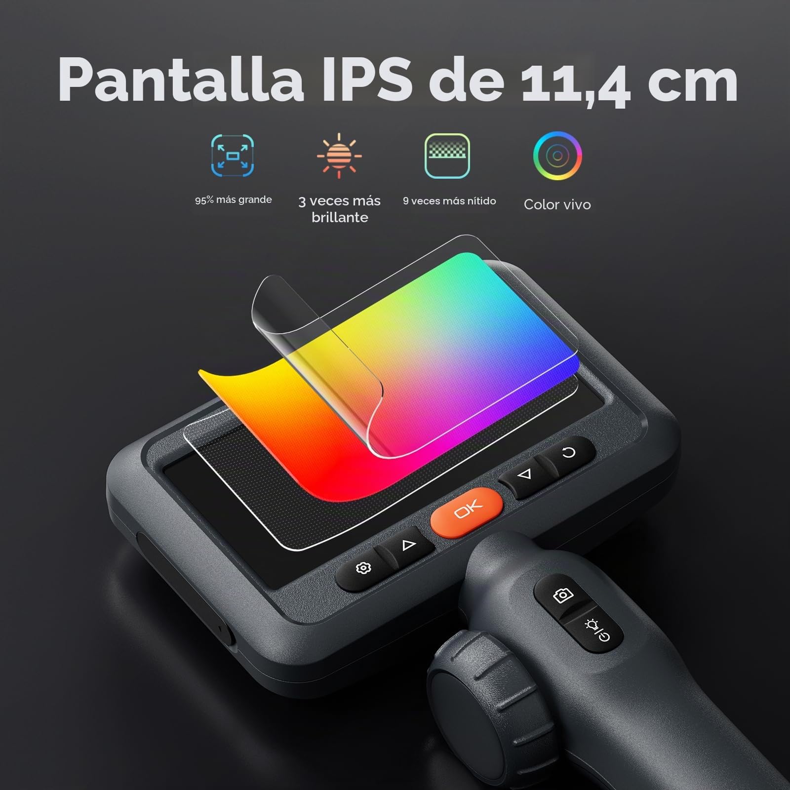 DEPSTECH Boroscopio articulado de 10 pies, cámara endoscópica de doble lente con luz