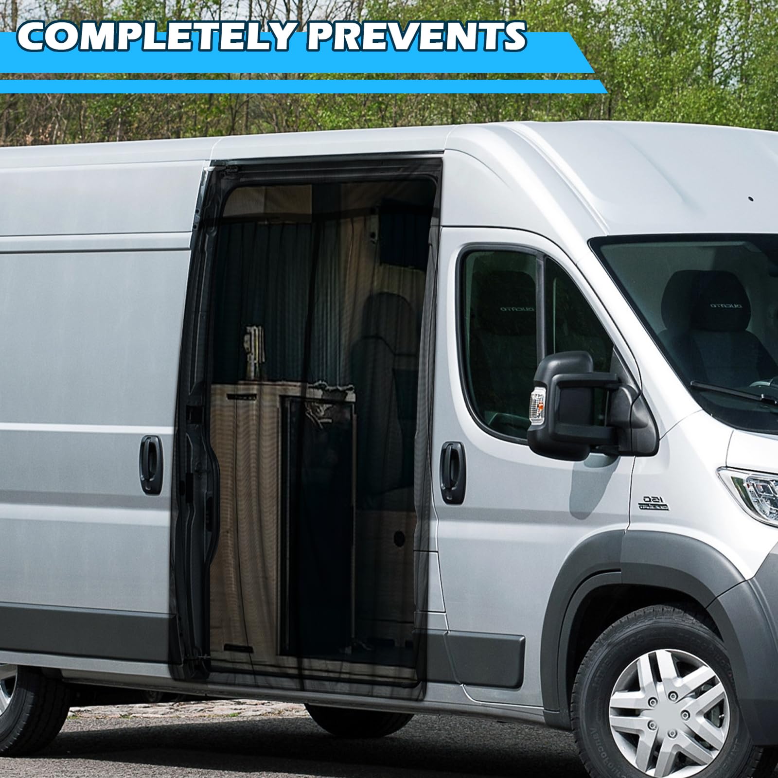 Zanzariera Auto Sostituzione per Fiat Ducato/Peugeot Boxer/Citroen Relay 2006-2024, Zanzariera Porta Laterale dell'auto, Rete per Insetti Magnetica a Strato Singolo per Campeggio