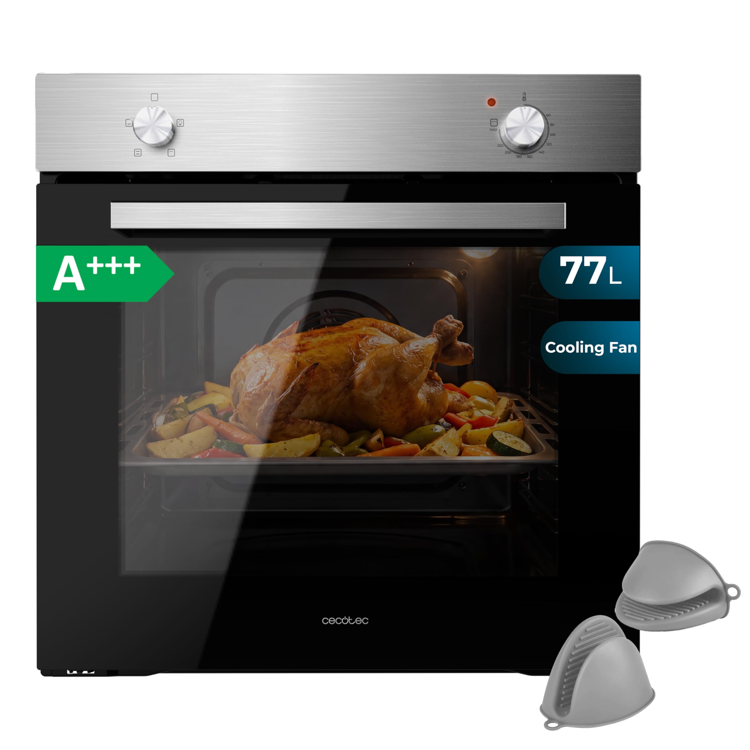 Cecotec Forno da Incasso 77L Bolero Hexa Inox, 2800 W, 4 Funzioni, Triplo Vetro