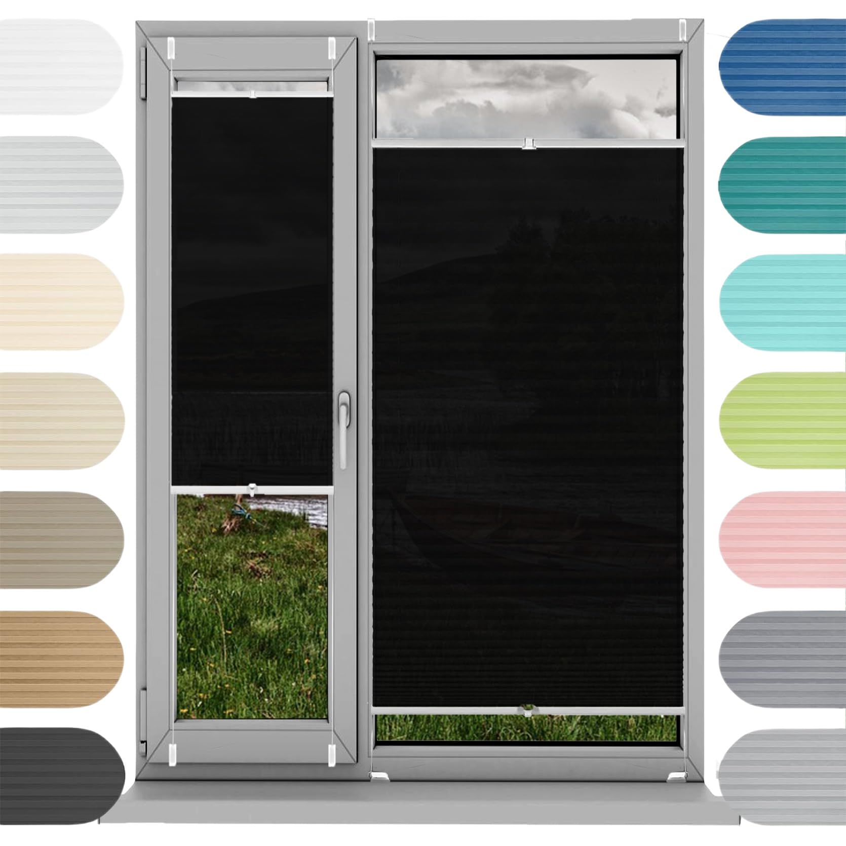 Estor Enrollable Estores sin Taladrar 26 x 90 cm, sin Taladrar Bloquea La Entrada de La Luz, Tela Oscurecedora Ventana Portátil, Estor Enrollable Screen, para Ventanas, Puertas, Negro