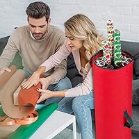 Vista 6 de Primode Bolsa de almacenamiento de papel de regalo, organizador de papel de regalo debajo de la cama para almacenar múltiples rollos de papel