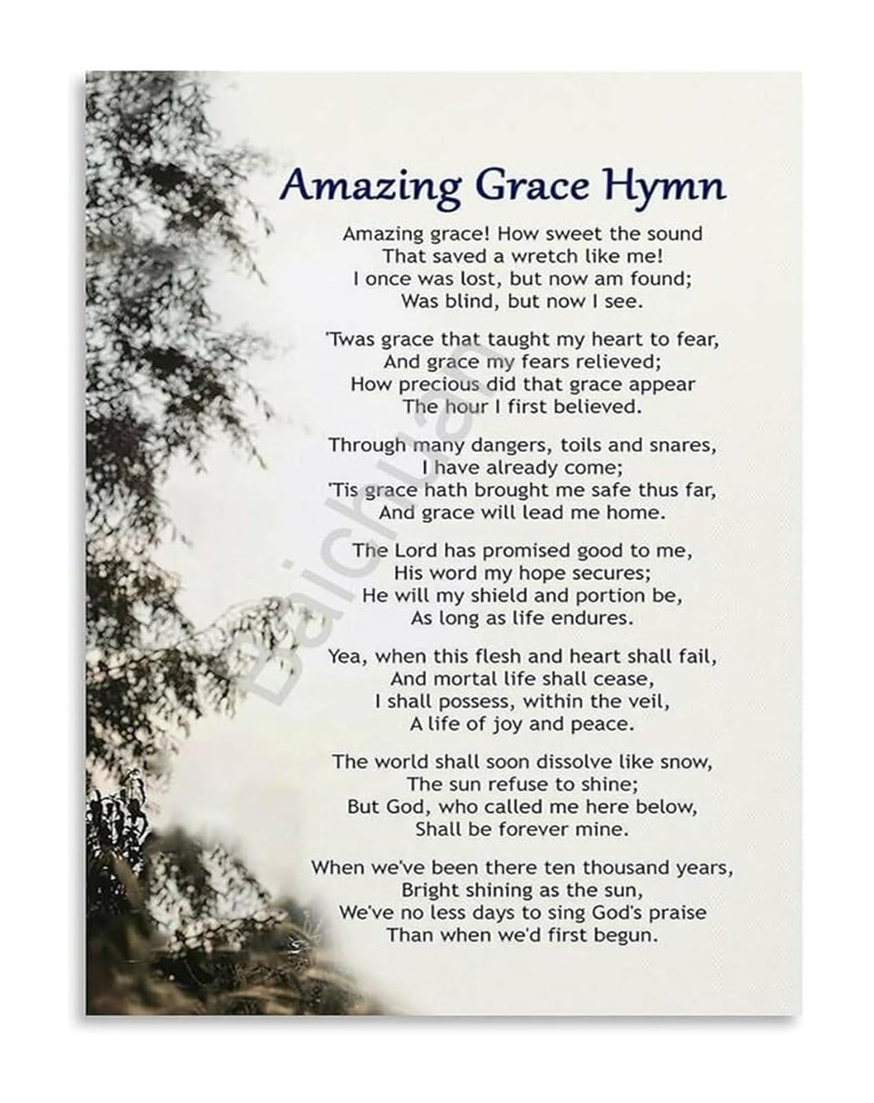 HGETJOHXEM Canvas Art Print of Uplifting Hymn Lyrics Christian Wall Decor for Bedroom Living Room(Unframed,08x12inch(20x30cm))