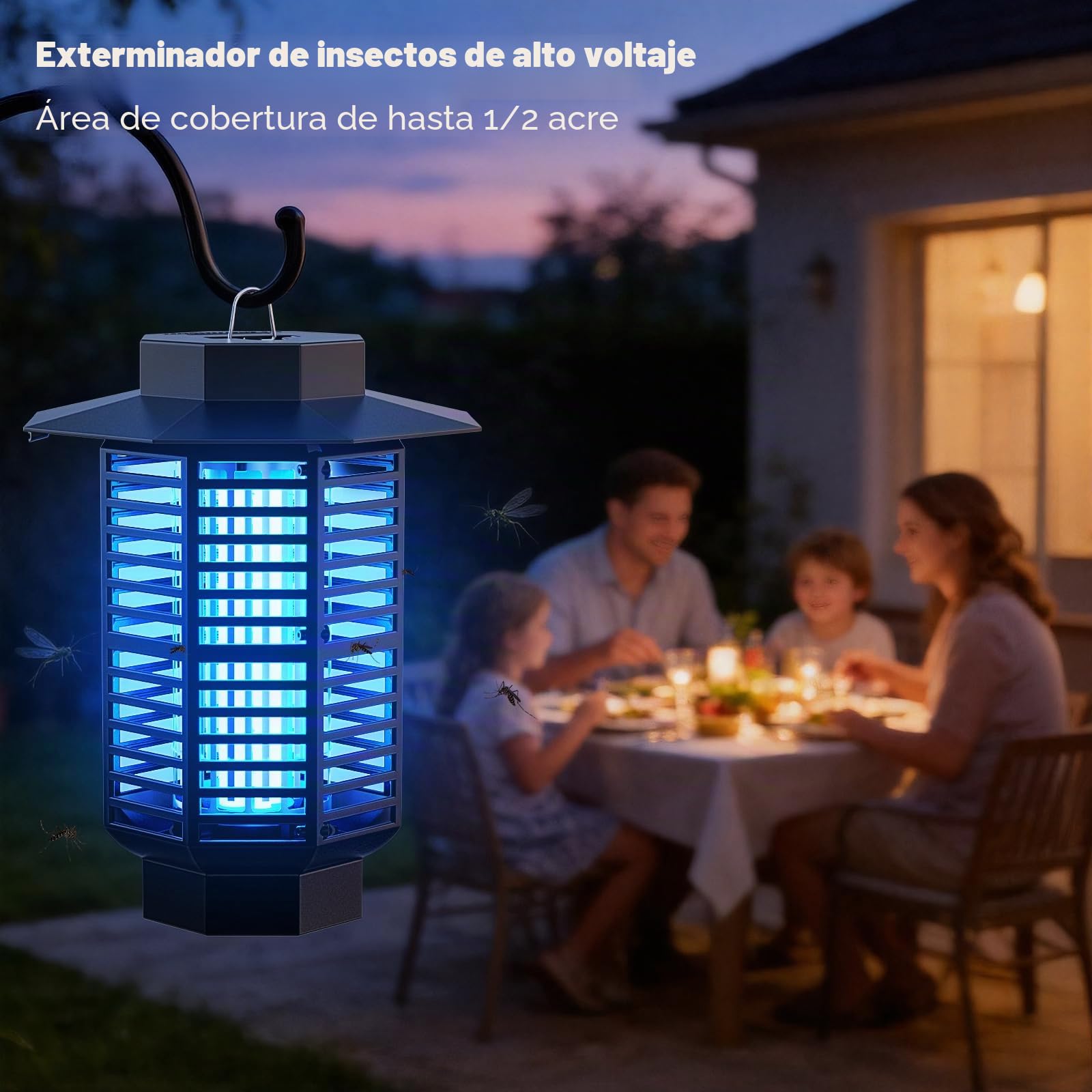 Lámpara Antimosquitos Eléctrica 4200V 18W UV Mata Mosquitos Eléctrico Silenciosa e Impermeable IPX4,Matamoscas Eléctrico Atrapa Mosquitos y Moscas,Repelente Mosquitos Eficaz para Hogar,Jardín Terraza