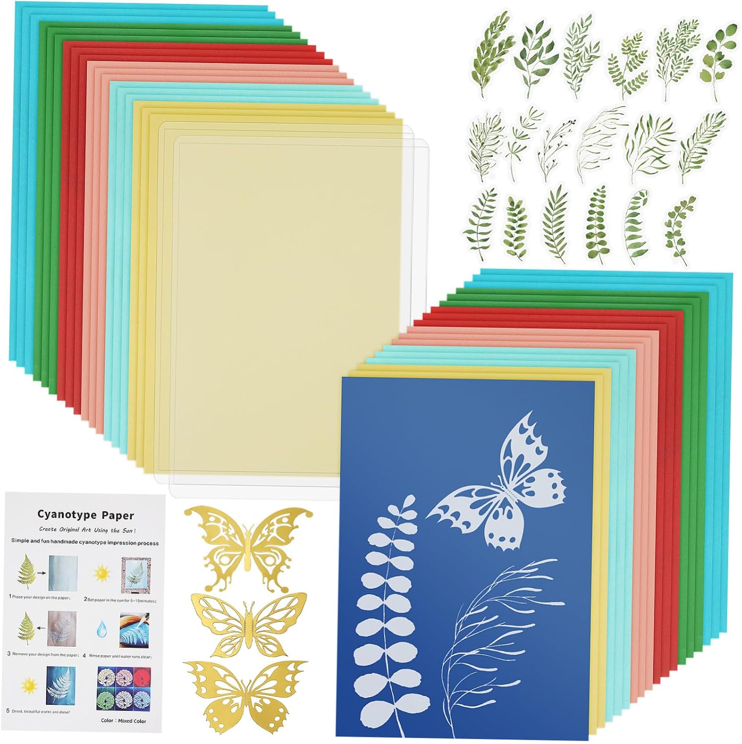 Cyanotype Printing Kit Sun Art Paper Cyanotype Clips Natural Fiber Materials for Diy Crafts Easy to Use Safe for Beginners