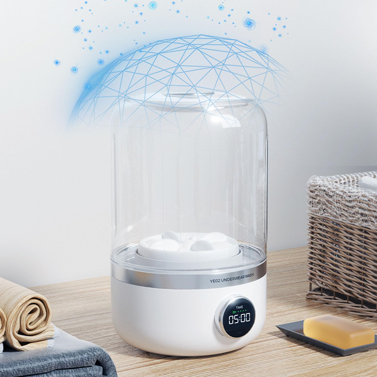 Cocoarm Machine à Laver Portable, Mini Laveuse Rechargeable, Silencieuse et Compacte pour Sous-Vêtements et Vêtements de bébé, Idéale pour les Voyages et le Camping