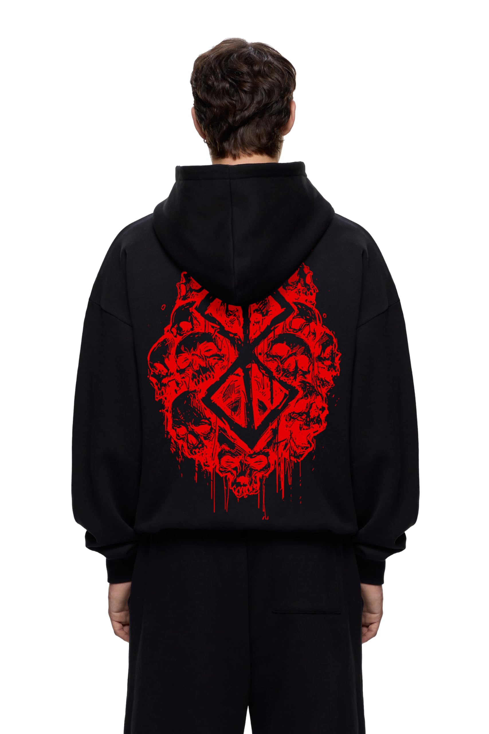 INDIE APES Berserk Anime 350 GSM Oversized Pullover Black Cotton Hoodie
