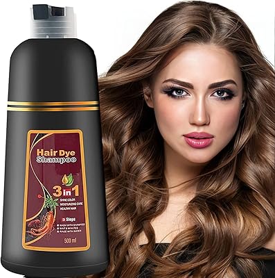 Hair Dye Shampoo 3 in 1 Hair Shampoo Instant Hair Dye Herbal Ingredients for Women & Me Hair Color Dye Shampoo Cover Gray White Hair in Minutes Maroon(500mL,17.6 Fl Oz)