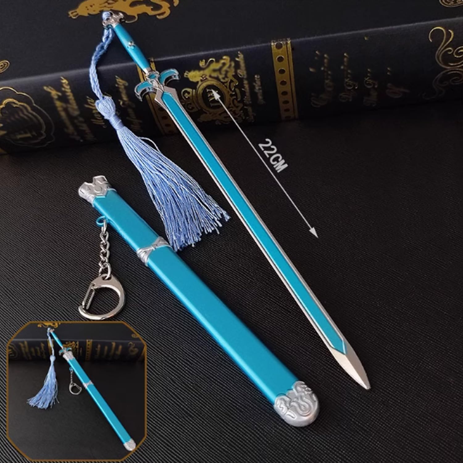 Grandmaster Demonic Mini Swords Keychain LAN Wangji Guqin Pendant Key Chain Wei Wuxian Bookmark Cosplay Costume Accessories Set 4 Pcs image 2