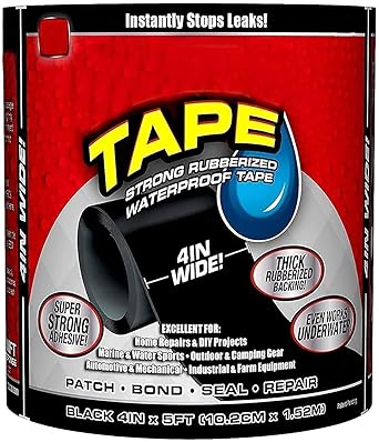 ZANIC Waterproof Flex Tape,Seal Repair Tape, Super Strong Adhesive Sealant Tape to Stop Leakage of Kitchen Sink/toilet Tub, leak stop, stop leak tape, Black 4