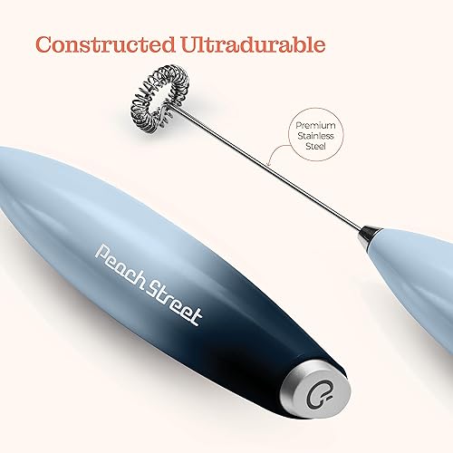 Miniatura 6 de Potente espumador de leche de mano, mini espumador de leche, funciona con pilas (no incluida), mezclador de bebidas de acero inoxidable con soporte