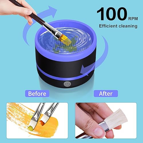 Miniatura 2 de YAGHVEO Limpiador de pinceles de pintura eléctrica, taza de enjuague, limpiador de pinceles de pintura, enjuague de pinceles para pintura, enjuague
