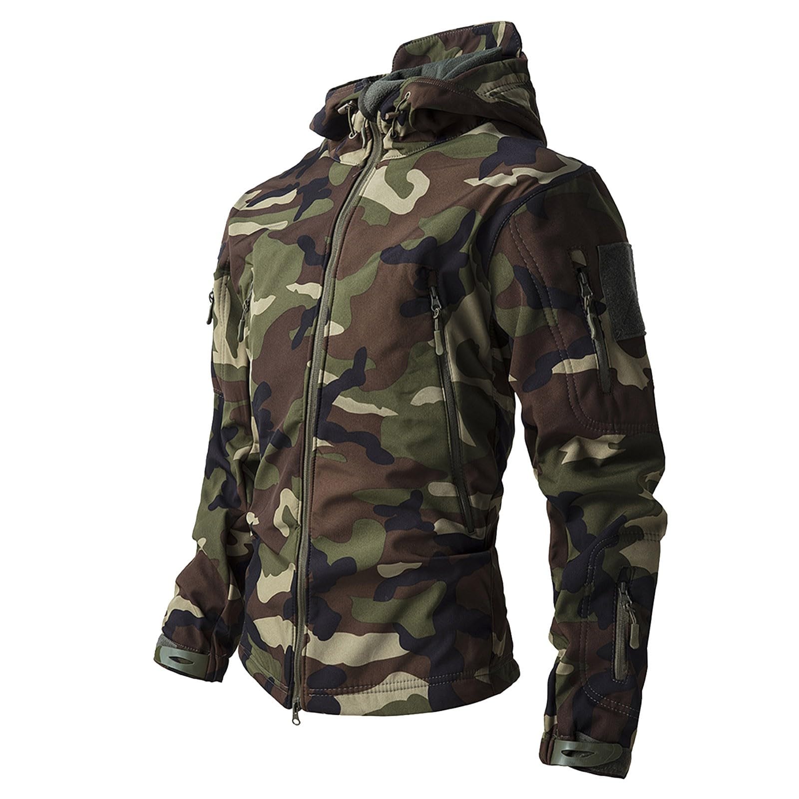 Giacca invernale da uomo, giacca tattica con cappuccio, chiusura lampo, traspirante, per attività all'aria aperta, pesca, caccia, da lavoro, trekking, per le mezze stagioni, militare
