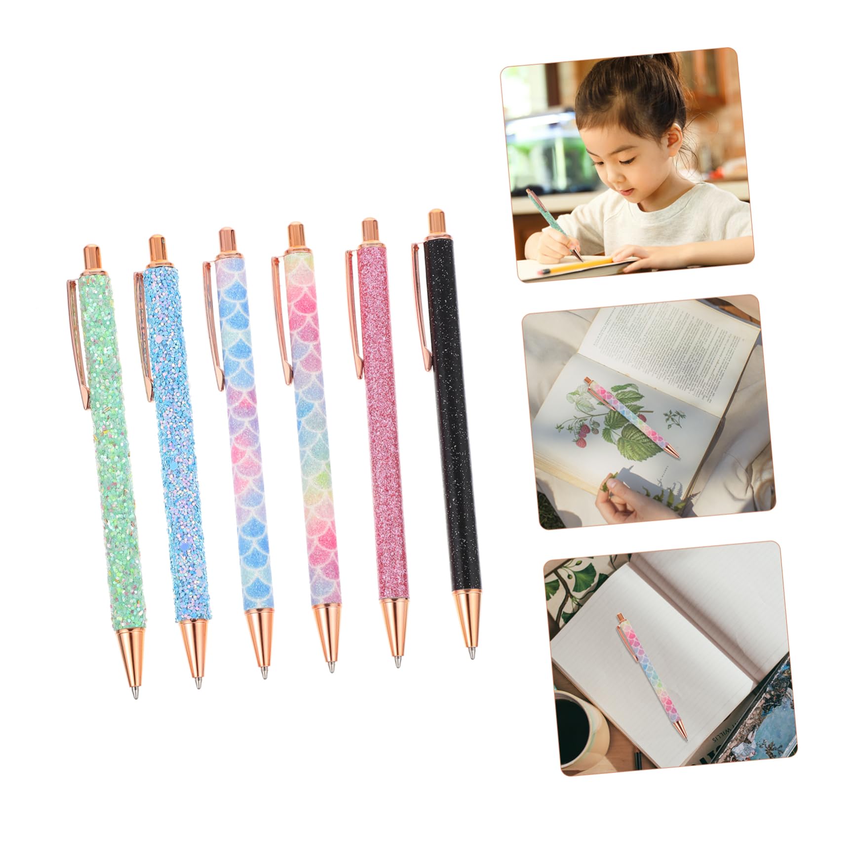 Tofficu Stk Kugelschreiber drücken Schüler Kugelschreiber schwarze Druckstift briefpapier kinder für Schüler Glitzerstifte Metall