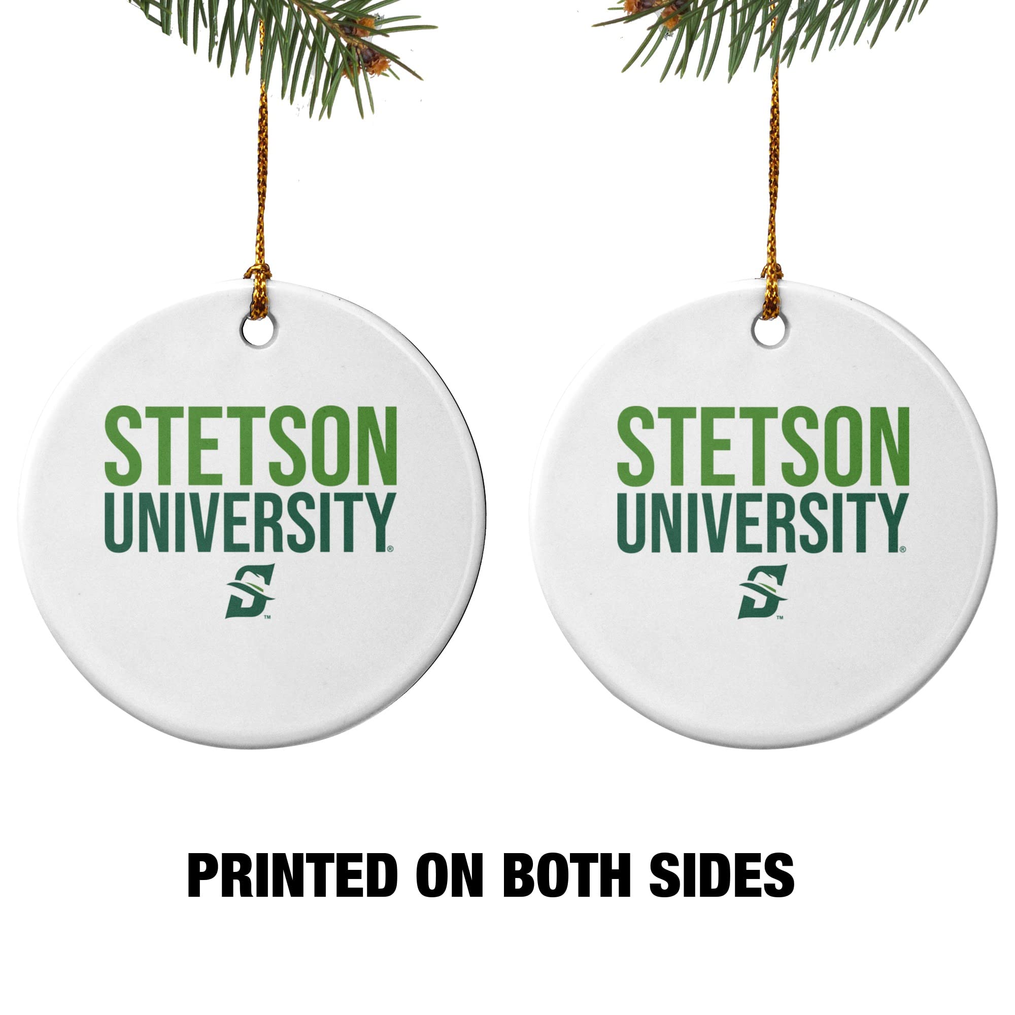 GRAPHICS & MORE Stetson University Secondary Logo Porcelain Holiday Christmas Tree Ornament - 2.8