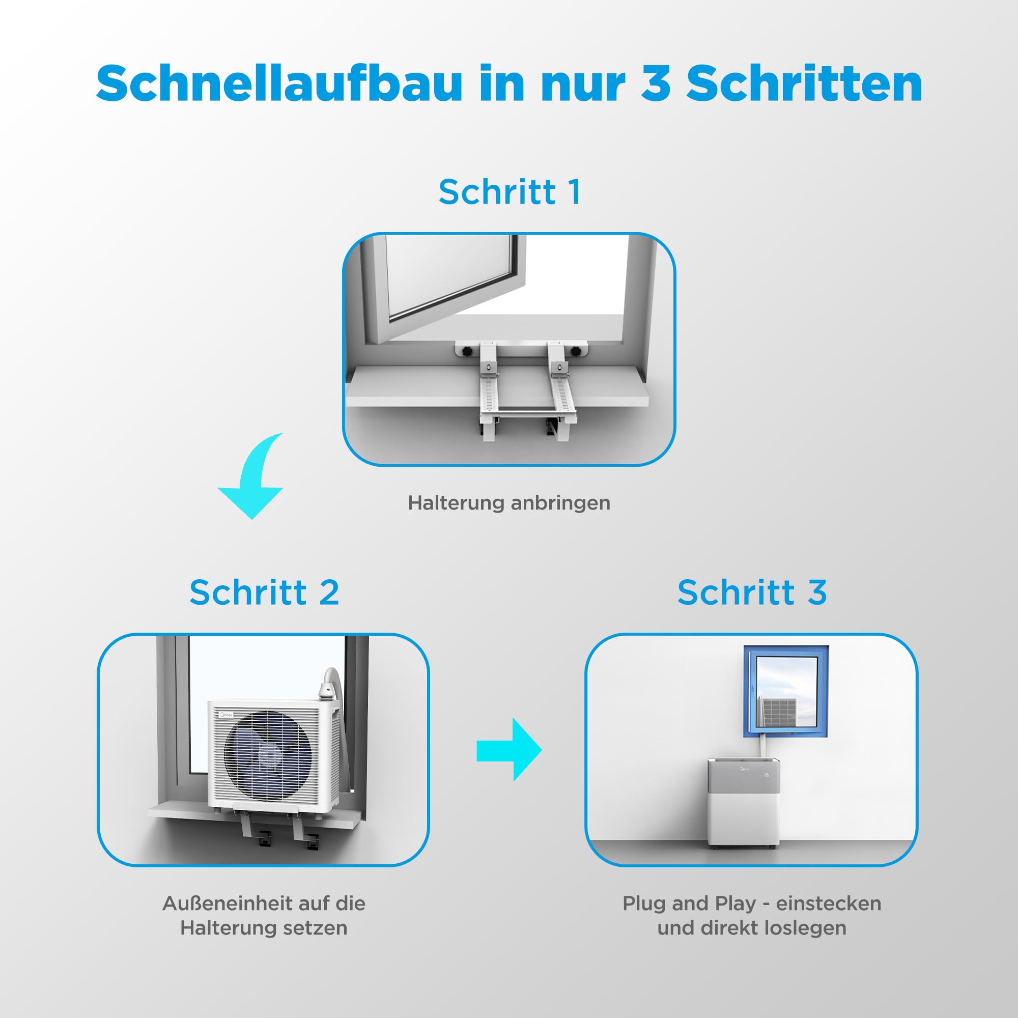 Midea Portasplit - Pompe à chaleur mobile - Refroidissement A++/chauffage A+, 12 000 BTU 3,5 kW - Pour pièces jusqu'à 42 m²/105 m³ - Seulement 39 dB(A) en mode silencieux