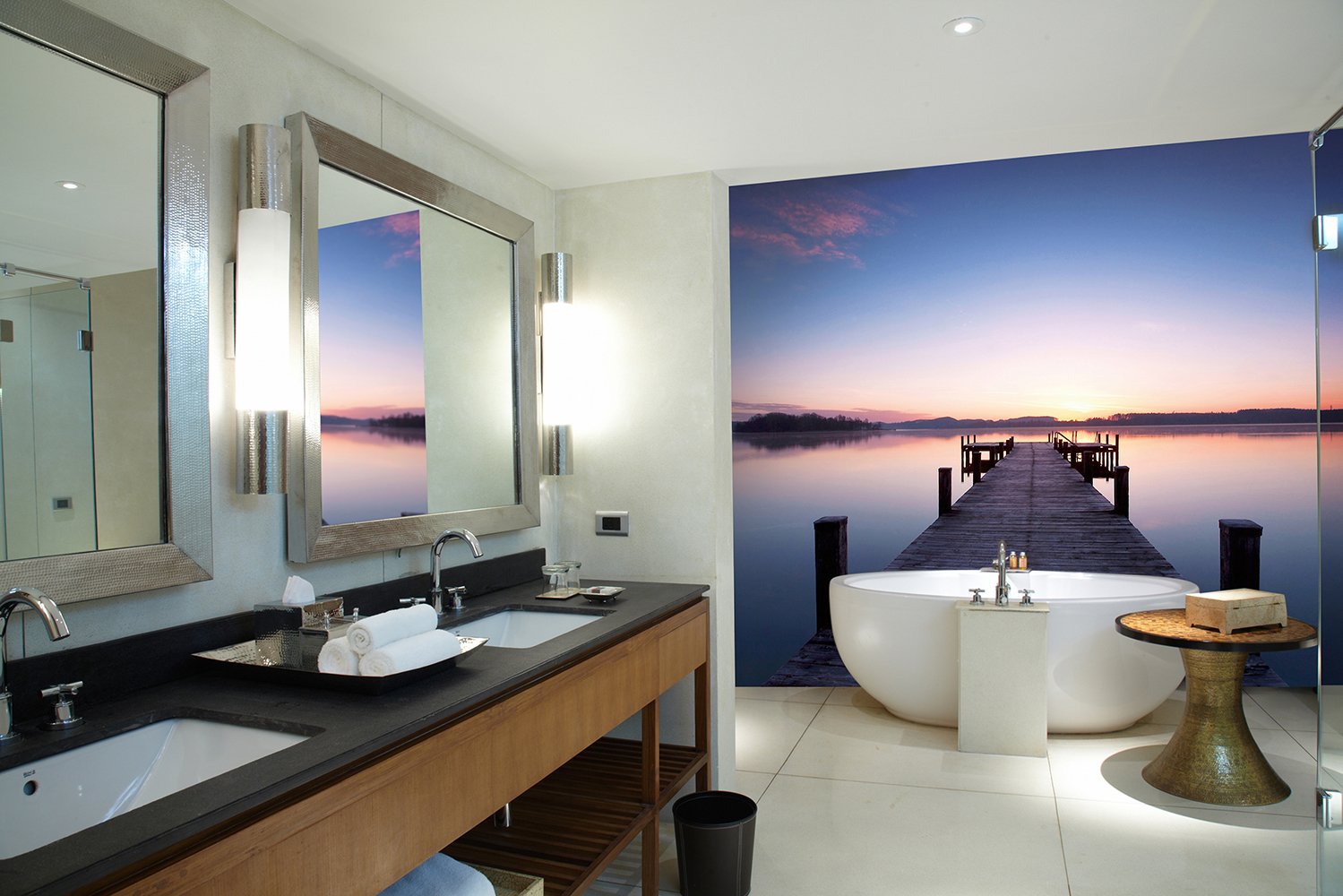 Ideal Décor DM953 Pier at Sunrise Wall Mural, Pastel