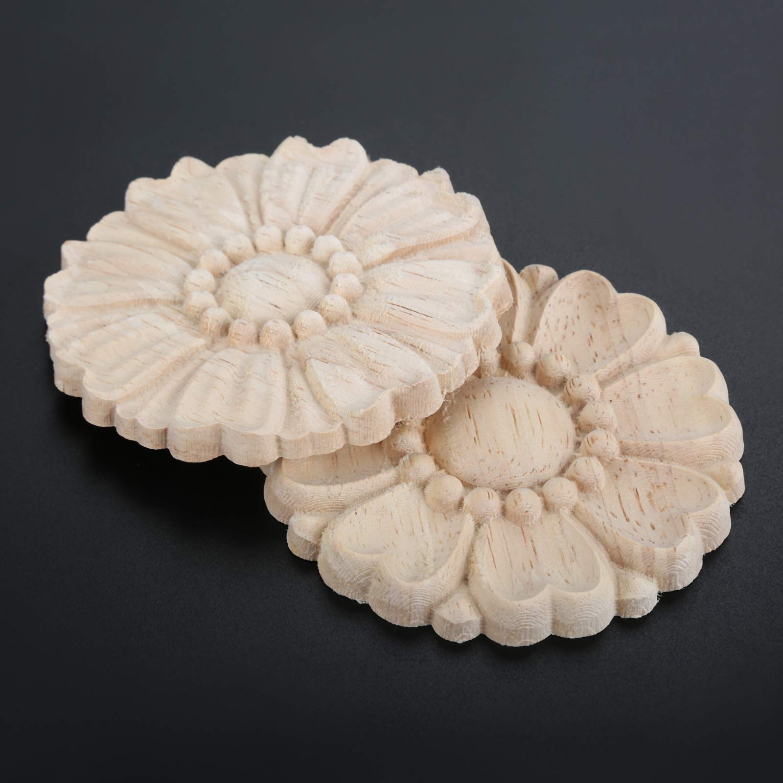10pcs Appliques Bois Sculpté Motif Fleur - Décor Meuble 3cm | Style Européen, DIY Décoration Maison