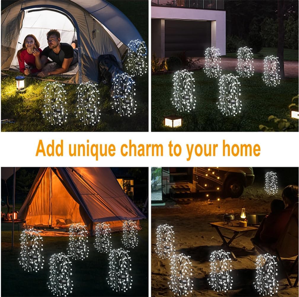 4 Pack Solar RGB Firework Light Outdoor Waterproof Willow Tree Firework Lights LED Garden Decoration Lawn Holiday String Fairy Light (RGB)