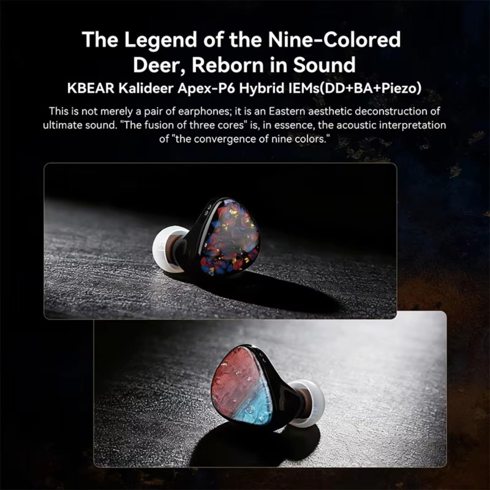 Auricolari in-ear HiFi con triplo driver, 10 mm, ad armatura bilanciata dinamica piezoelettrica IEM, 0,78 mm, 2 pin, 3,5 mm, cuffie audiofili (colorate)