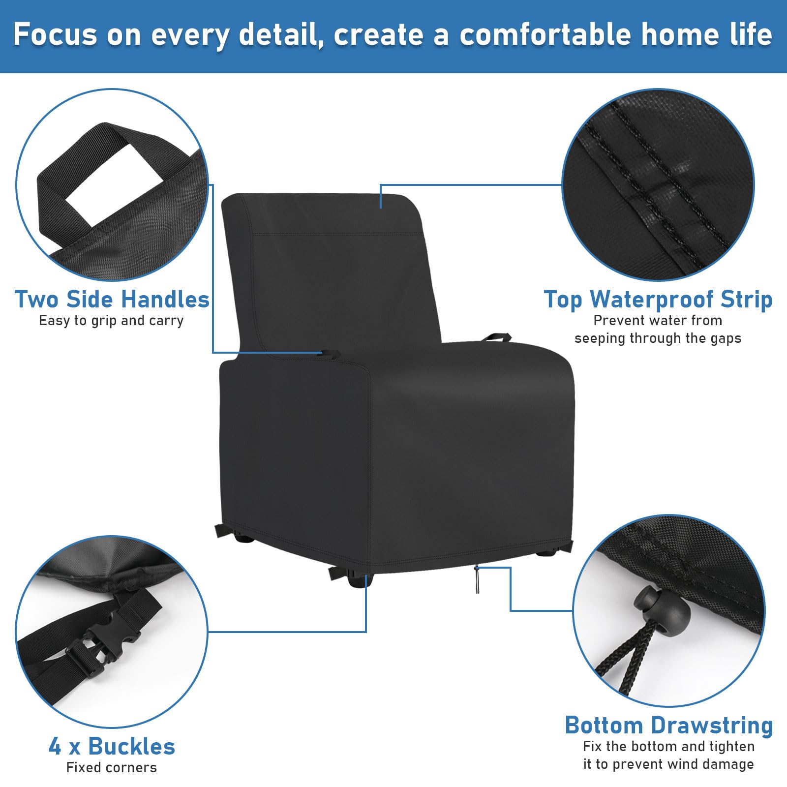 Iptienda Garden Chair Covers 2 Packs, Outdoor Patio Chair Cover Waterproof with Buckles - Image 3