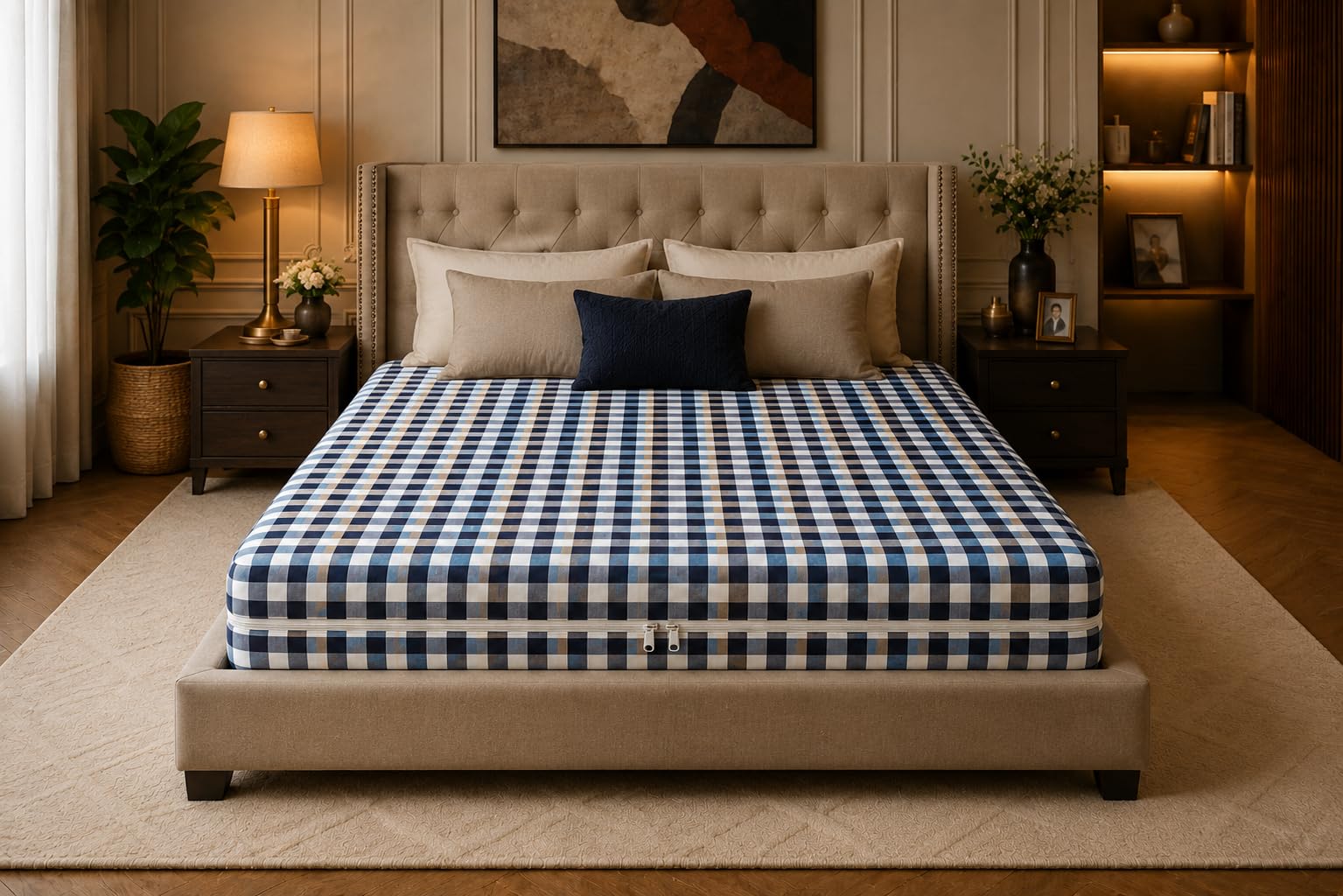 Soft Touch Cotton Mattress Protector | King Size 72x75x6 Inch | Premium Zip Cover 6.5X6 (SkyBlue)-image-31